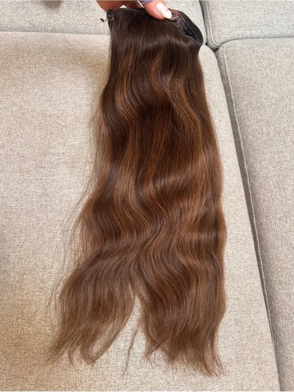 Hair halo made of 💯 virgin human hair (18”) Invisible Weft